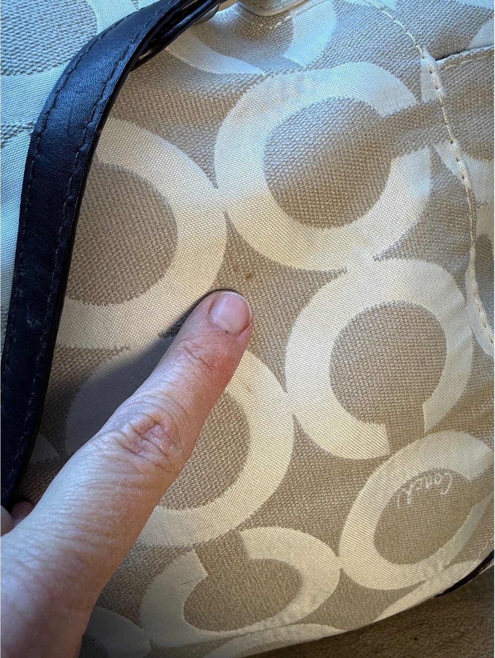 Coach Peyton Signature Op Art Shoulder Bag Cream Brown Leather (hbp1/cp22) - Picture 12 of 12